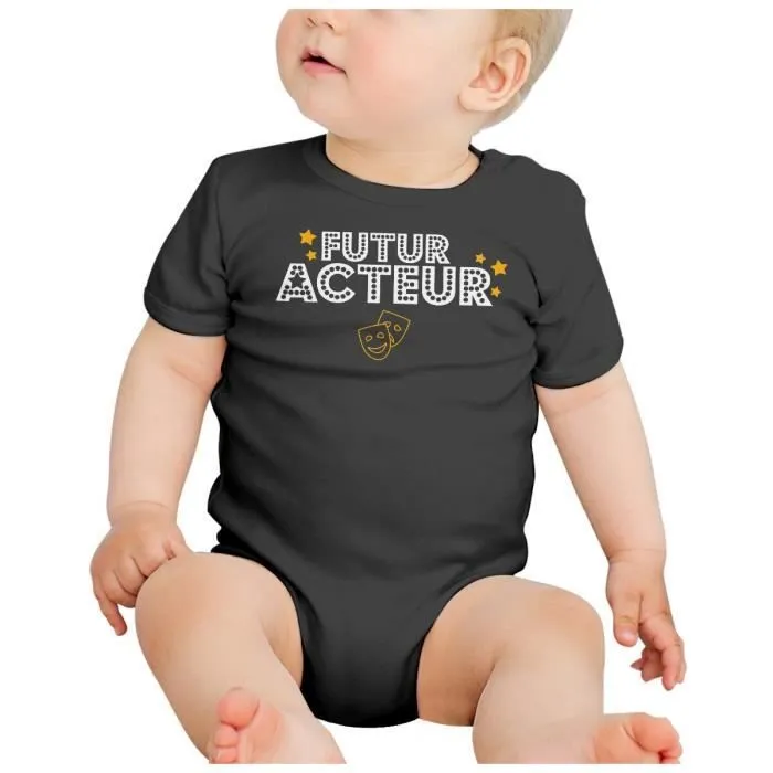 Body Bébé Manche Courte Noir Futur Acteur Métier Films Comédien-1