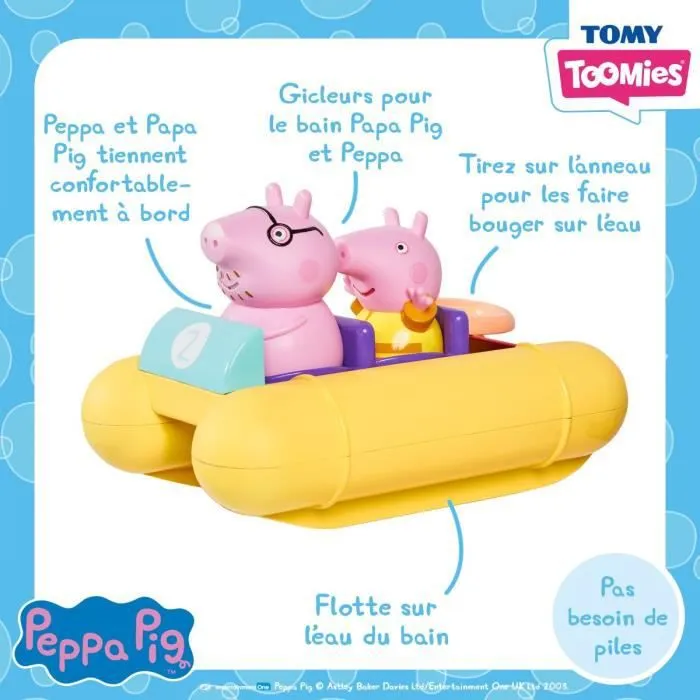 Pédalo Peppa Pig - TOMY - Jouet de bain - Figurines gicleurs d'eau - Mécanisme à ficelle-2