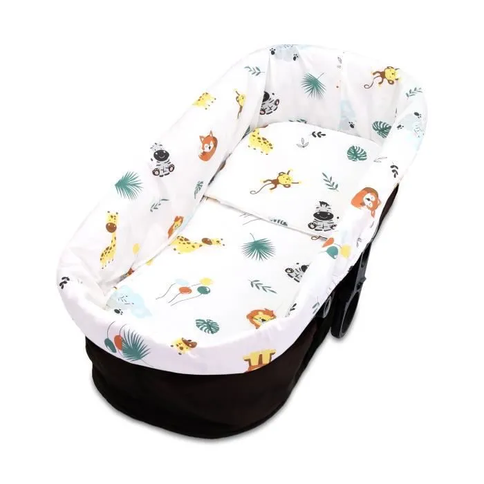 Bordure pour poussettes - housse pour poussettes nid de bain pour bébé accessoires ensemble 3 pièces coton Safari
