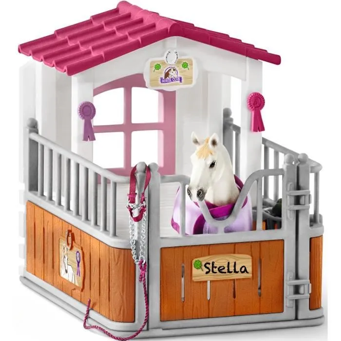 Box avec jument Lusitanienne, coffret schleich avec 12 éléments dont 1 cheval schleich inclus, coffret figurines pour enfants dès 5-8
