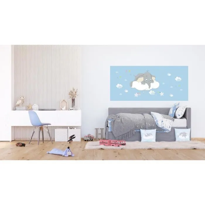 Poster géant intissé Disney - Dumbo - Bleu - Chambre - Carton - Papier - Rectangulaire-0