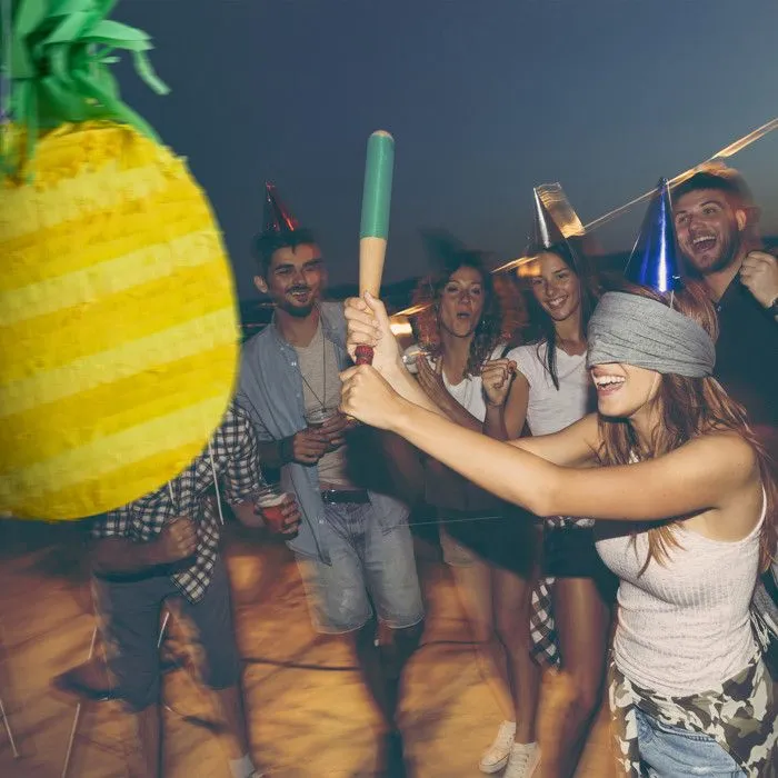 Relaxdays Pinata ananas, à remplir & suspendre, fêtes à la plage, enterrement de vie de jeune garçon, été, jaune-4