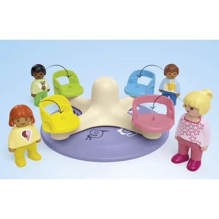 PLAYMOBIL Junior 71701 Enfants et tourniquet, Comprend quatre personnages et un tourniquet, Dès 1 an-2