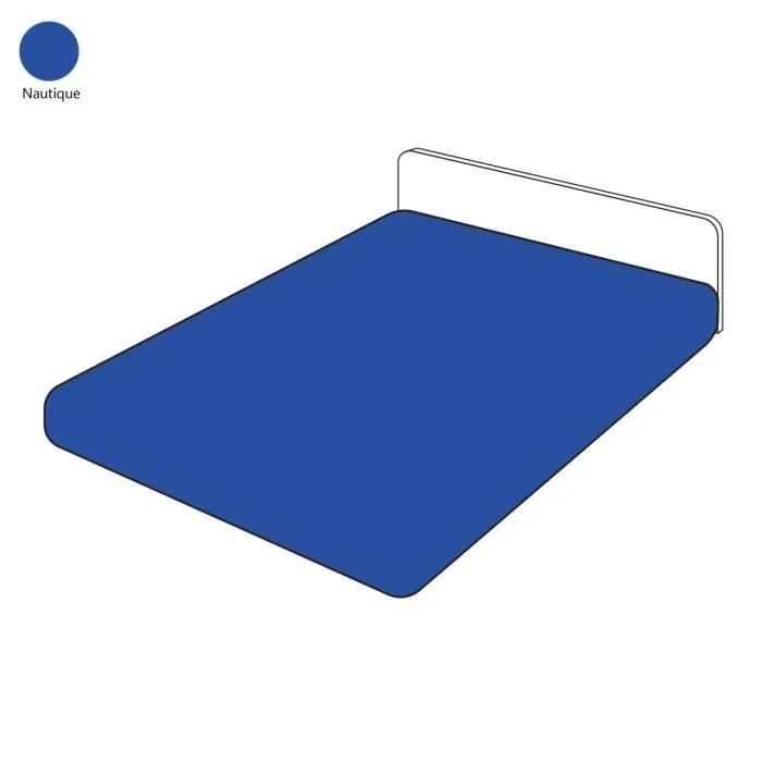 Drap housse coton uni nautique 90x190 - Tradilinge-0