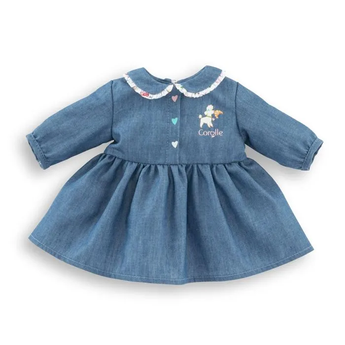 Robe - Corolle - Week-end à Paris - Imitation denim - Col claudine - Pour poupon 42 cm-2