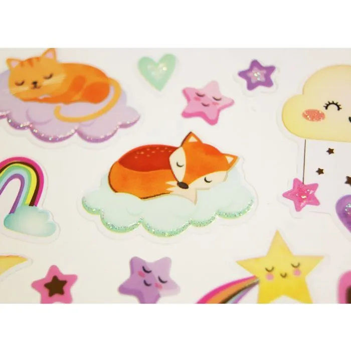 Autocollants - Animaux sur les nuages - Dorures et paillettes-0