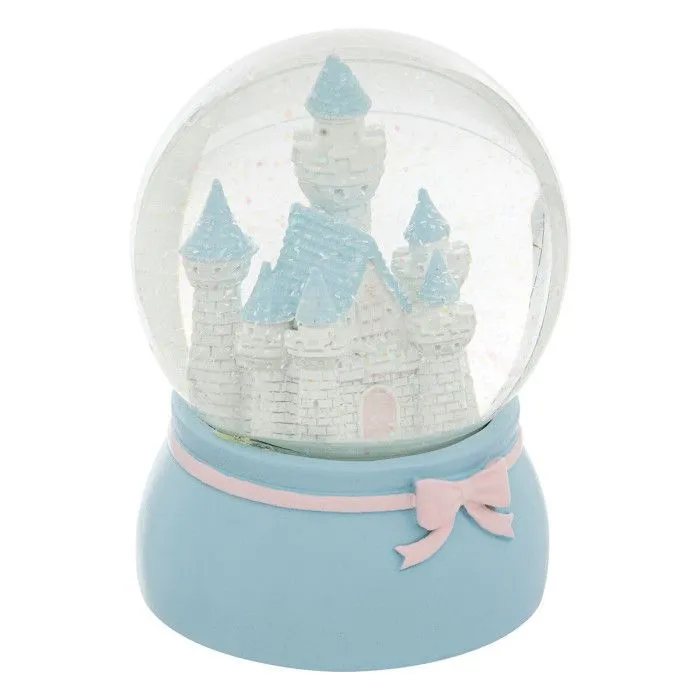 Boule à Neige en Verre "Château" 13cm Bleu-0