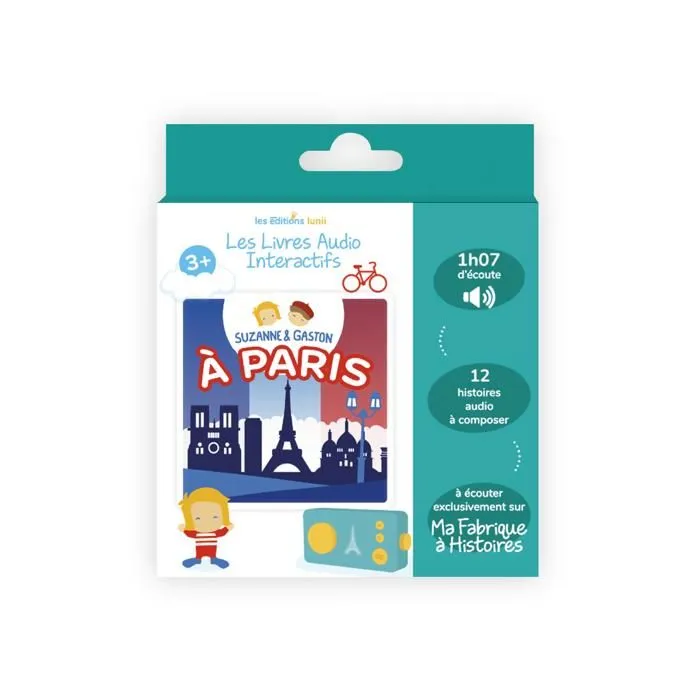 Livre audio interactif - Lunii - Coffret Suzanne et Gaston à Paris - 12 histoires - 1h07 d'écoute - Dès 3 ans-0