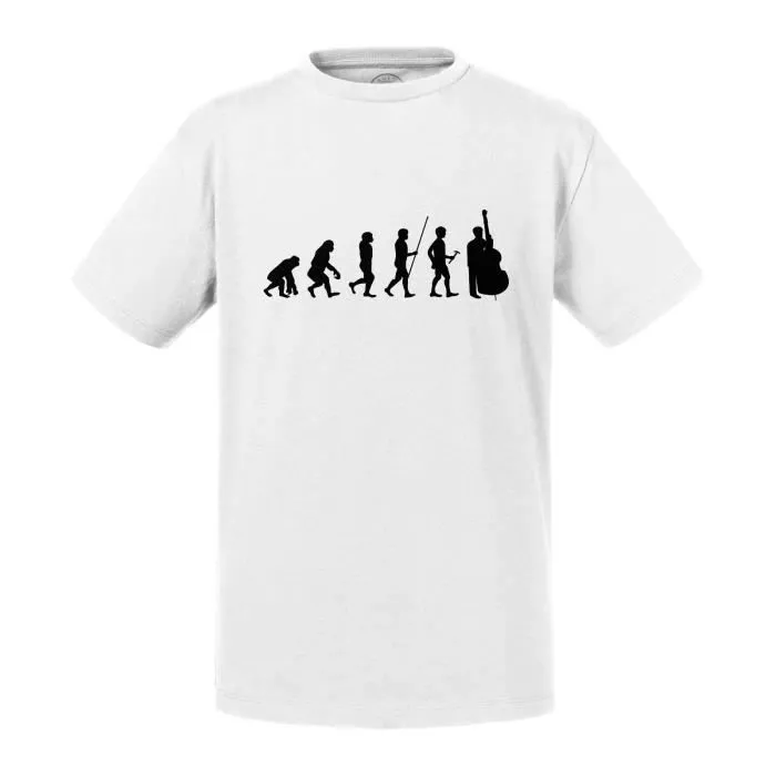 T-shirt Enfant Blanc Evolution Contrebasse Jazz Musique Instrument Musicien-0