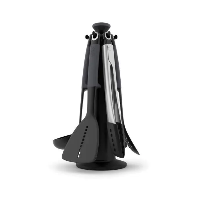 Ustensiles de cuisine - Joseph Joseph - Elevate - Carrousel 5 pièces - Acier Noir - Silicone thermorésistant-0