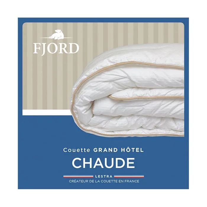 Couette "Fjord Grand Hotel" Chaude Satin de coton rayé Lestra - Blanc - 240 x 280 cm pour lit 180 x 200 à 200 x 200 King size-5