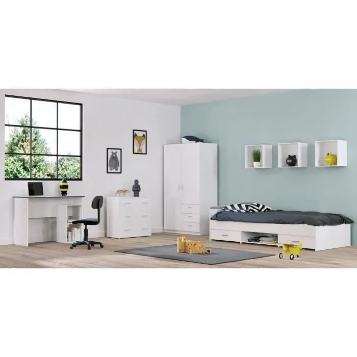 PARISOT ZODIAC Lit enfant contemporain blanc mat - L 90 x P 200 cm-3