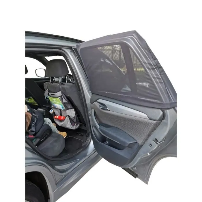 Pare soleil Voiture Bébé TINEO - 2 Housses Chaussettes - Ombrage 80% - Protection Chaleur - UV - Universelle - 50x80cm-80x110cm Noir-1