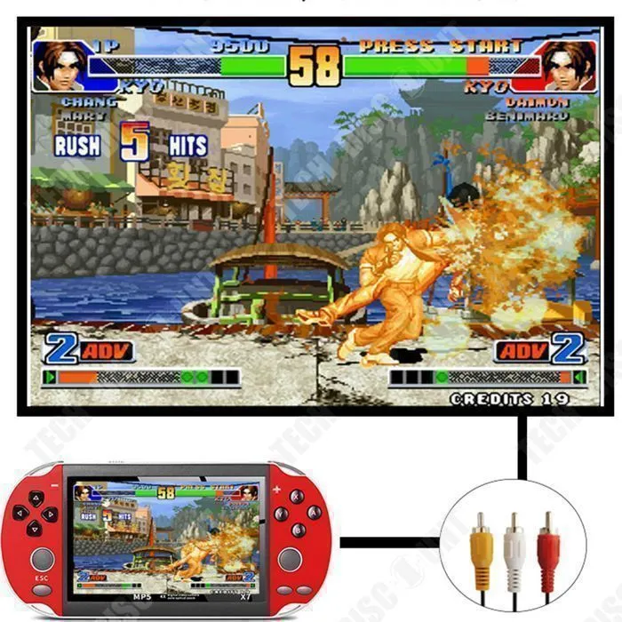 Console de jeu portable - TECH DISCOUNT - X7 - Écran 4,3 pouces - Double joystick - 200 jeux intégrés-1