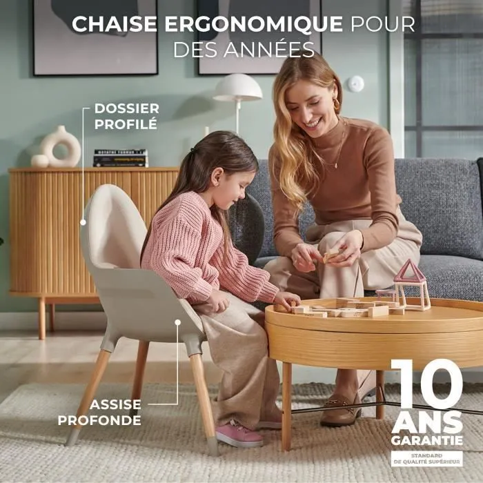 Chaise haute KINDERKRAFT FINI 2 Gris - Plateau réglable - Harnais de sécurité à 5 points-3