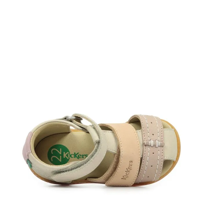 Sandales - KICKERS - Kick Bazar - Beige - Cuir - Fermeture Scratch-5
