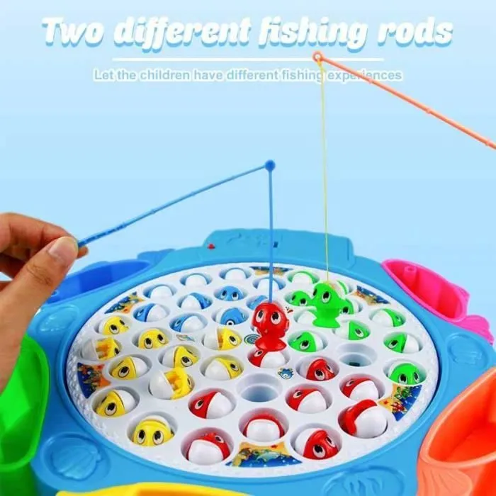 Jeux de Société Peche a la Ligne Enfant Jeu de Pêche Musical avec Canne a Peche Enfant Cadeau Anniversaire Fille Garçon 3 4 5 6 Ans-1