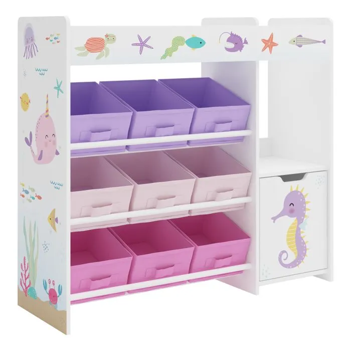 Étagère enfant Søndreland à motif océan 80 x 90 x 30 cm fuchsia violet rose-1