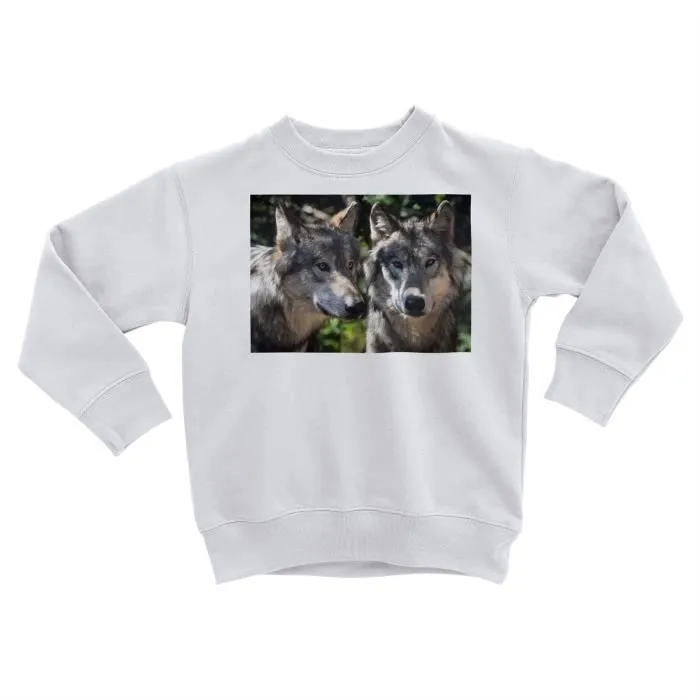 Sweatshirt Enfant Magnifique Couple de Loup Photo Nature Animaux Sauvages-0
