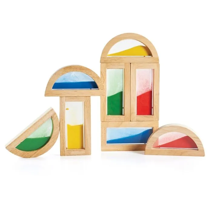 Blocs sensoriels - Guidecraft - Blocs arc-en-ciel - 8 pièces - Sable coloré - Intérieur-0