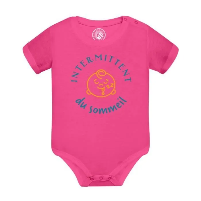 Body Bébé Manche Courte Rose Intermittent du Sommeil Blague Humour Bébé Parent-0