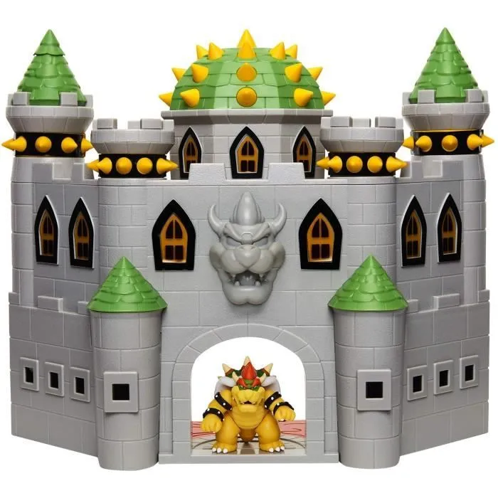 Playset Château de Bowser - JAKKS PACIFIC - Super Mario - Figurine de Bowser - Effets sonores - Mécanismes fonctionnels-0