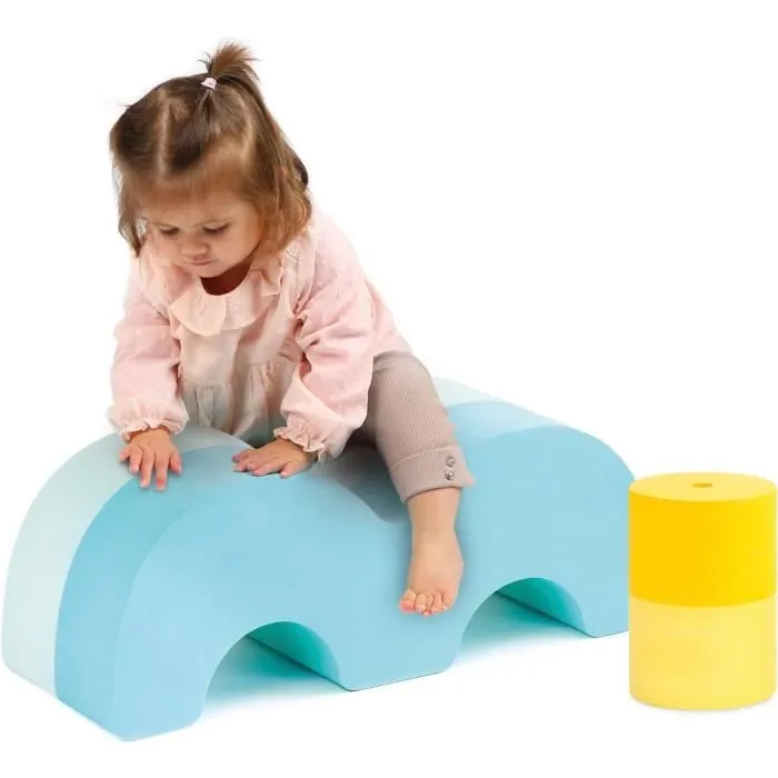 Jouet d'éveil - LUDI - Blocs de motricité - 2 modules évolutifs en mousse - Couleurs vives - Dès 12 mois-0