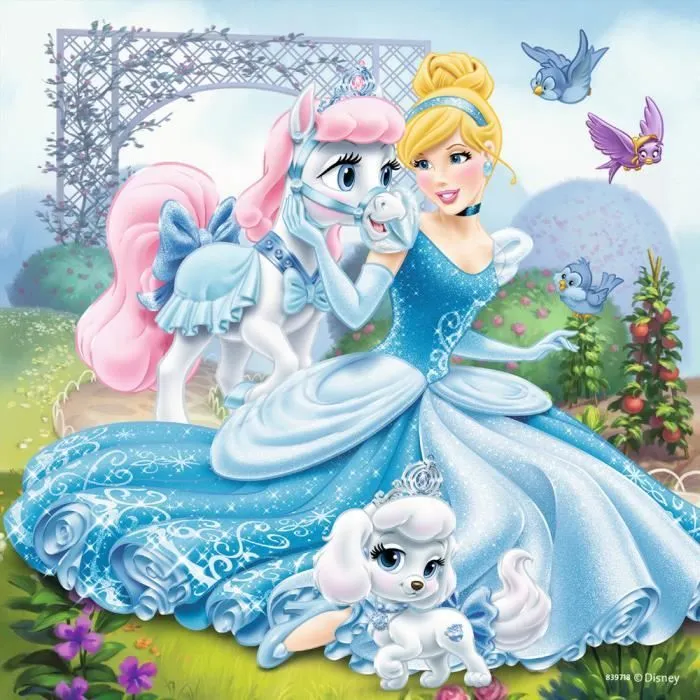 Puzzle 3 x 49 pièces : Princesses Disney : Belle, Cendrillon et Raiponce-1