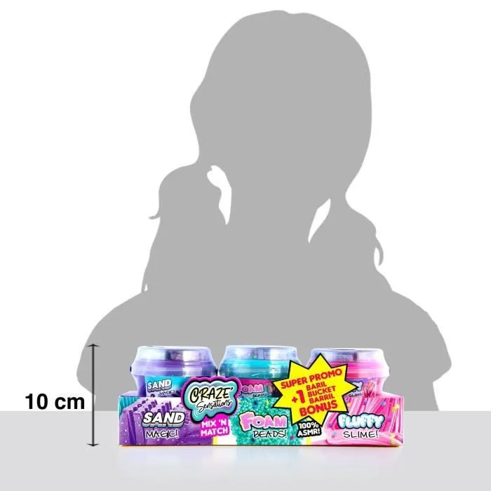 Loisir créatif - CANAL TOYS - CRAZE Sensations 2 barils + 1 bonus - Sable, Slime Fluffy, Foam-3