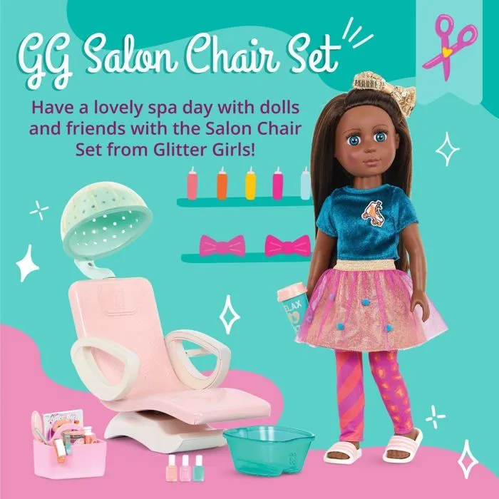 Glitter girls - GG57224Z - Ensemble de chaises Coiffure a Paillettes pour Filles Set, 62243451933, 14"Hair Salon Chair-1