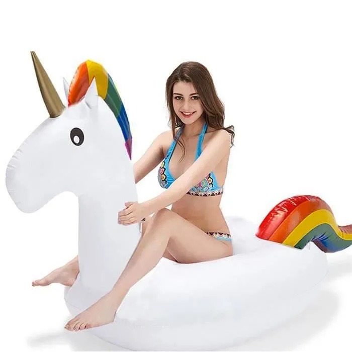 SHOP-STORY - Bouée Gonflable de Plage ou Piscine en Forme de Licorne - Dimensions approx 150 cm - Matelas Licorne Spécial Princesse-1
