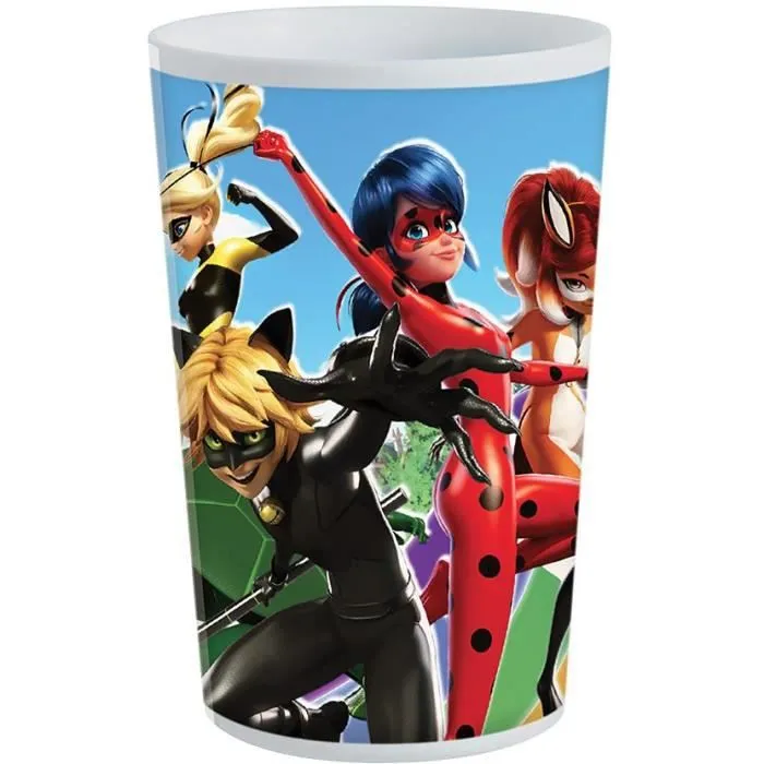 FUN HOUSE Miraculous Ladybug Ensemble repas - 1 assiette ø 22 cm, une assiette creuse ø 16 cm et un verre 220 ml - Pour enfant-3