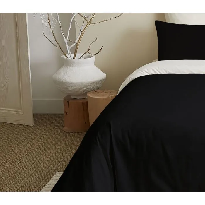 Pack complet 6 pièces Noir/Blanc réversible housse de couette pour lit 140 x 190 cm-3