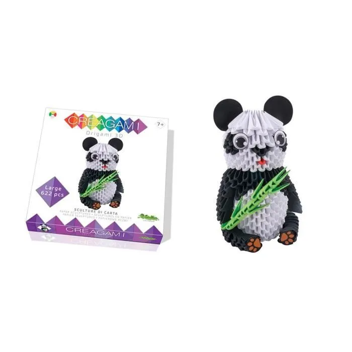 Set origami 3D panda - Creagami - 657 pièces - Blanc - Enfant - Mixte-0
