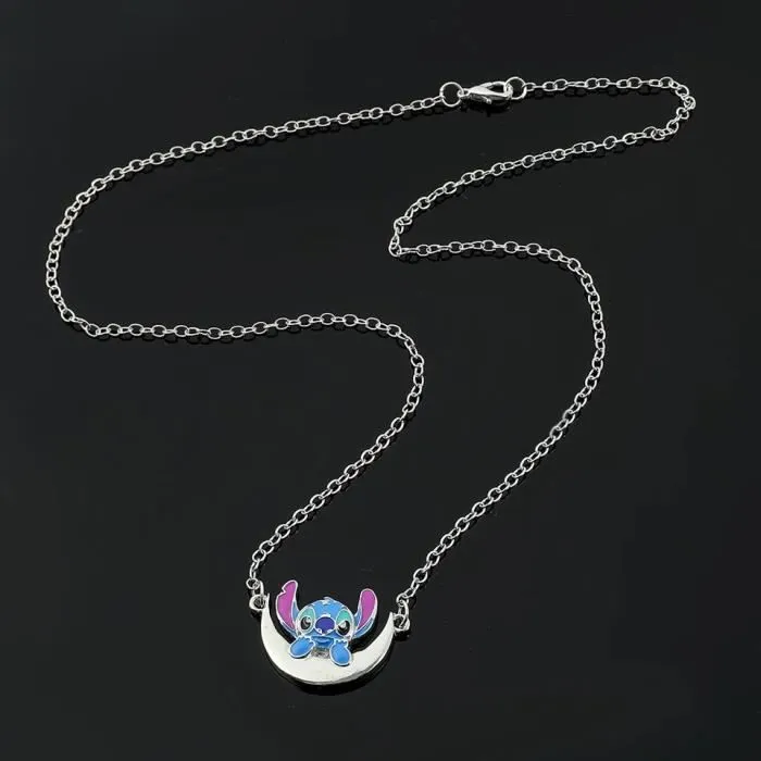 Collier stitch pendentif lune bijoux fantaisies femme cadeau mode accessoire sautoir kawaii lilo-1
