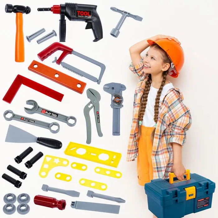 Boîte à outils enfant – Coffret 24 pièces avec tournevis, marteau, clés – jeu éducatif dès 3 ans, portable et sécurisé-3