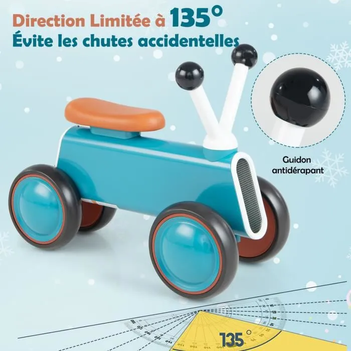 COSTWAY Draisienne Bébé 1 An, Vélo d Équilibre sans Pédale 4 Roues - Direction à 135°Cadeau pour Fille Garçon 10 à 24 mois-1