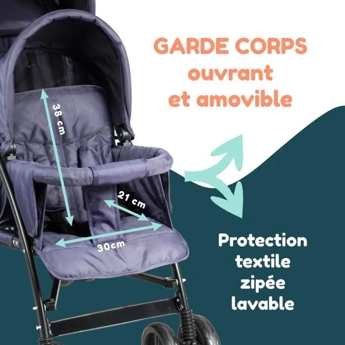Poussette canne double BAMBISOL - 6-36 mois pour le siège avant (max 15 kg) et de 0-36 mois (max 15 kg) pour le siège arrière-8