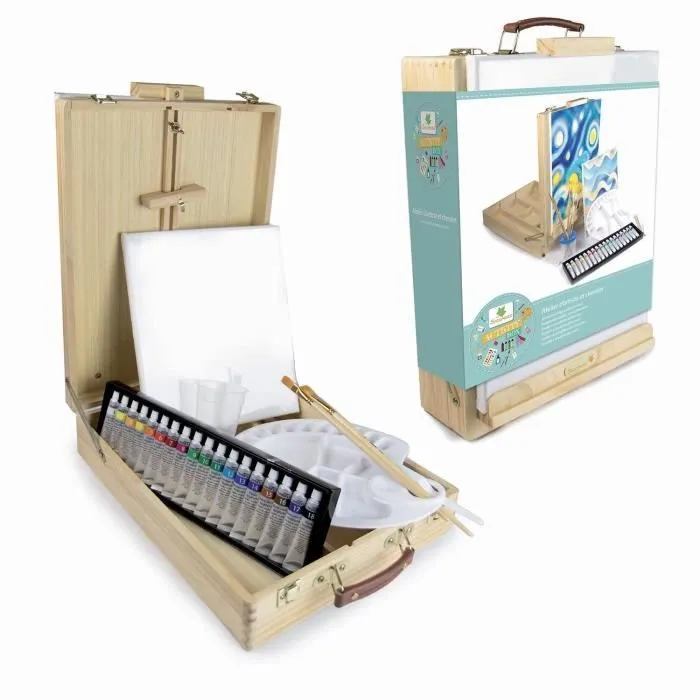 Chevalet d'artiste en bois avec 52 pièces - SYCOMORE-0
