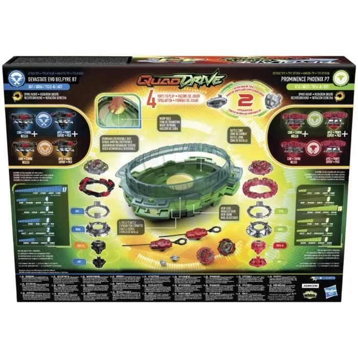 Set de combat Beyblade Burst QuadDrive avec arène Beystadium Interstellar Drop, 2 toupies de compétition-4