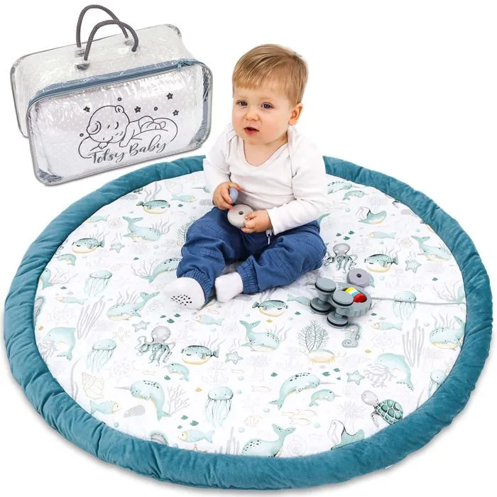 Coussin de sol pour enfant - TOTSY BABY - Animaux aquatiques - 100 cm - Confortable et isolant-0
