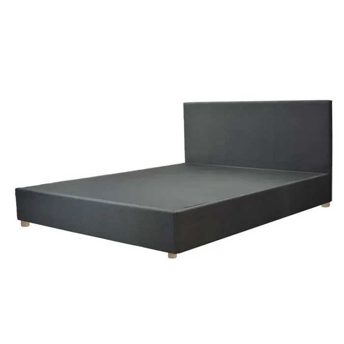 Lit Tissu Versailles Tissu Gris Foncé Sampur | 160 X 200 cm | Style Scandinave Confortable, Fonctionnel | Sommier à Lattes Flexibles-0