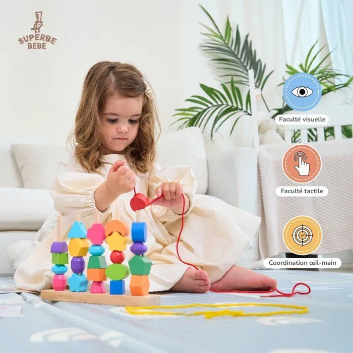 Formes en bois à empiler et trier - Jeu d'éveil | SUPERBE BEBE-4