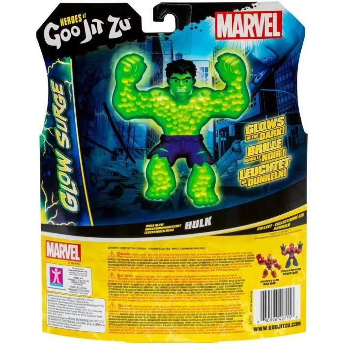 Hulk Glow Surge 11cm - HEROES OF GOO JIT ZU - MARVEL - Figurine lumineuse et extensible-1