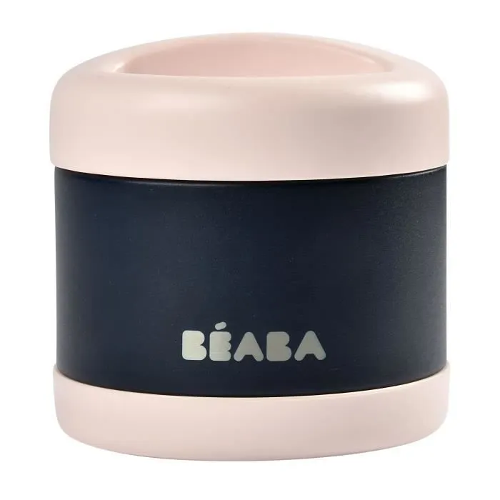 Béaba Portion Pot de Conservation Inox Isotherme Bleu Rose 500ml-0