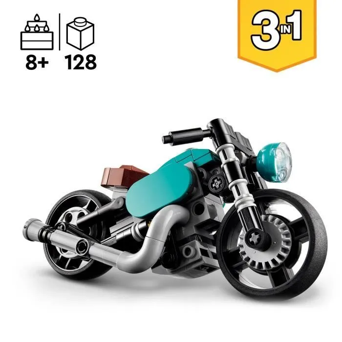 LEGO® Creator 3-en-1 31135 La Moto Ancienne, Jouet Voiture Classique et de Rue, avec Dragster-2