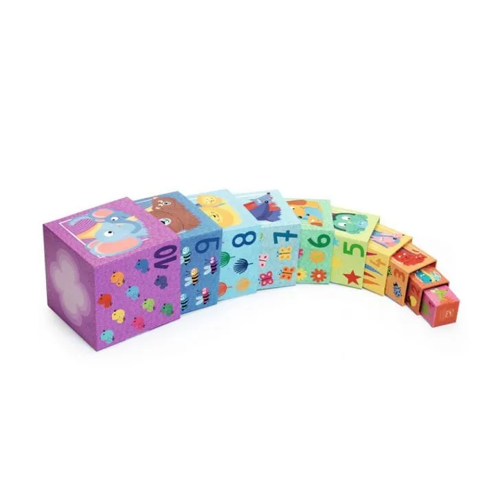 Cubes à empiler Arc en Ciel - DJECO - DJ08510 - Jouet d'éveil pour enfants de 12 mois et plus-3