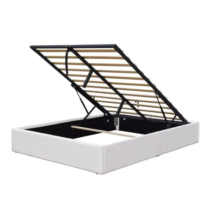 Lit Coffre - LORIS - 120x190 cm - Blanc - Design Contemporain - Sommier Inclus-2