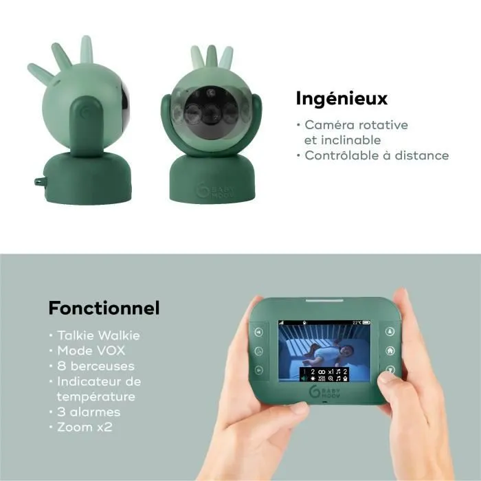 Babymoov Babyphone vidéo YOO Twist - Caméra motorisée avec vue à 360° - Technologie Sleep - Vision nocturne-3