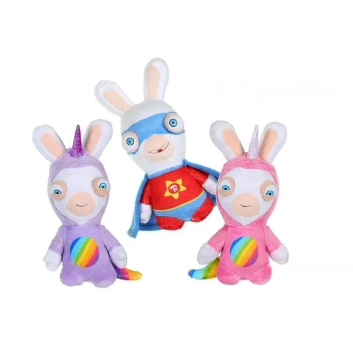 LAPINS CRETINS Peluche Super-Héros Rouge Sonore - 18 cm-1